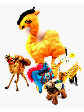 CAMELS Vintage Miniatures Lot of 5 Mixed Media 4-10" Hand Crafted